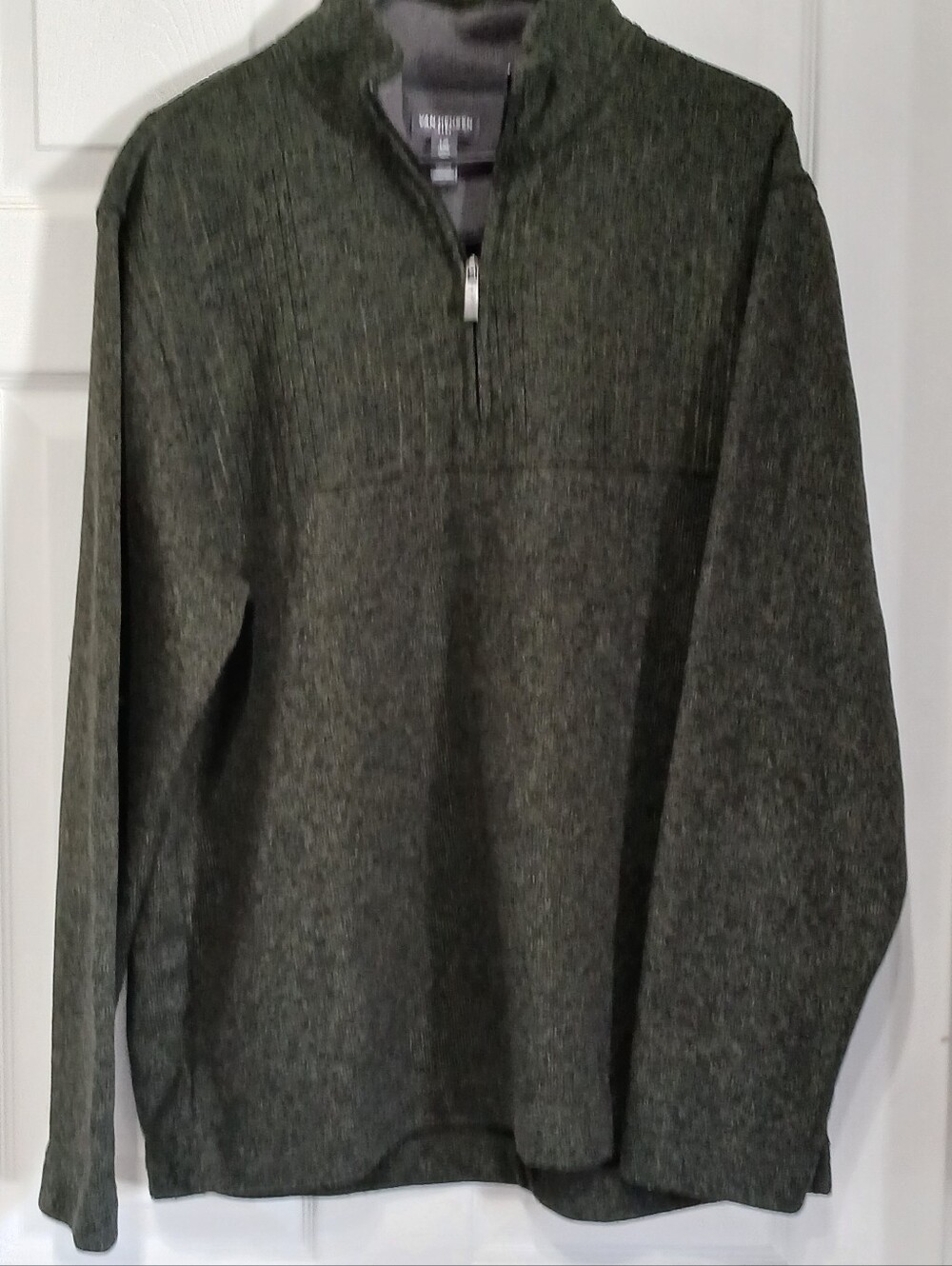 Van Heusen Flex Men's Dark Olive Half-Zip Pullover Sweater Size Large